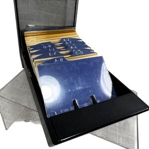 Vintage Rolodex VIP24C Black Card File Tray Smoked Lid Made in USA A-Z Index